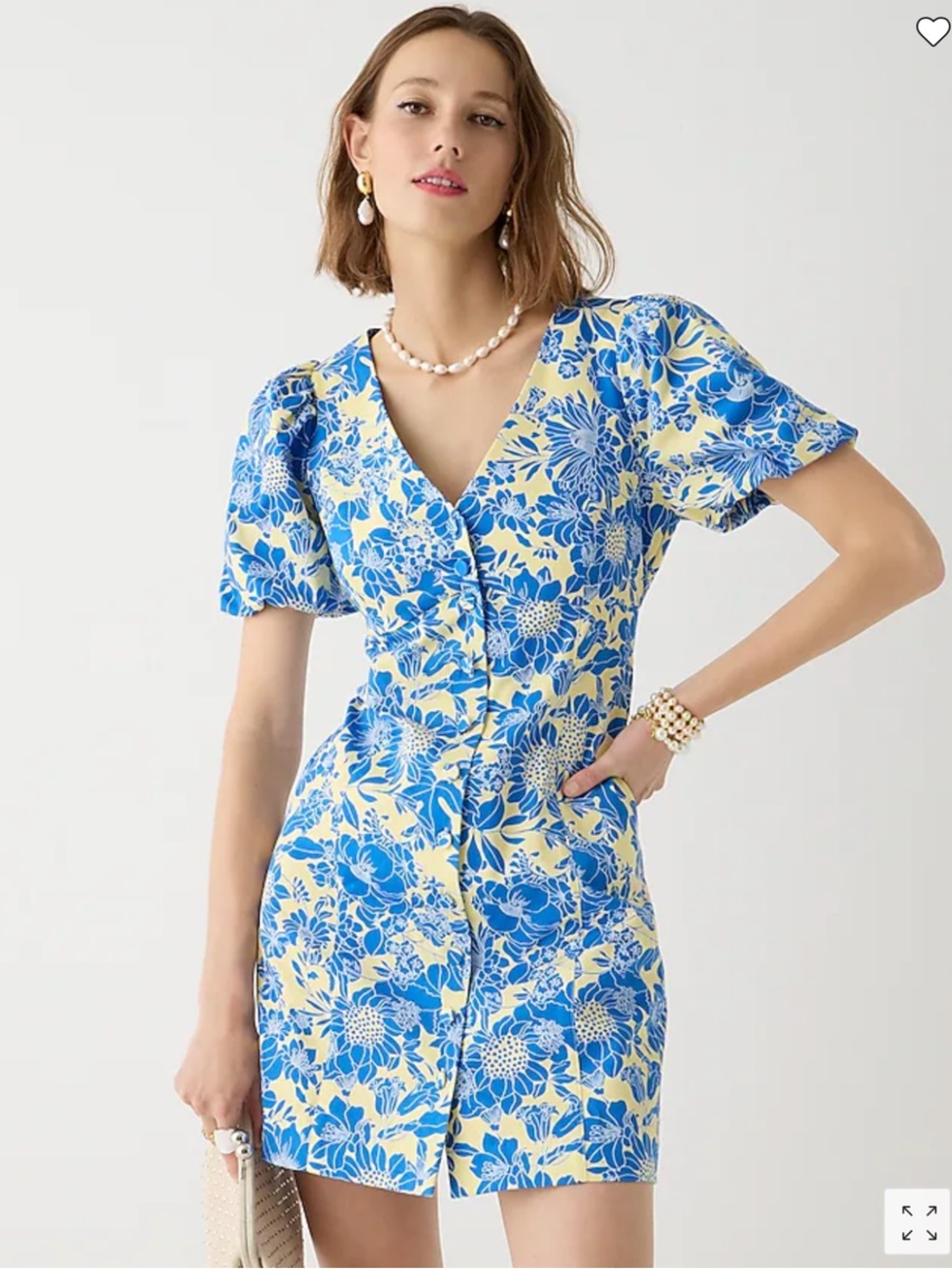 J.Crew Floral Puff Sleeve Dress (Size 2)